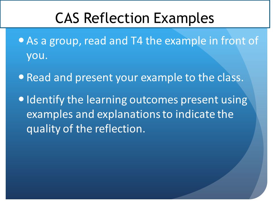 how to write a good cas reflection